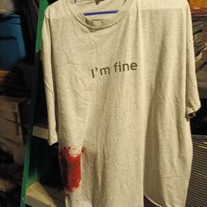 Port and Company Light Gray 'I'm Fine' T-Shirt
